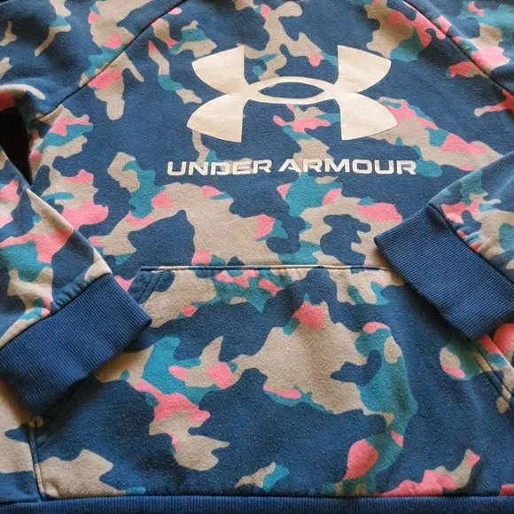 Under Armour Blue Camo Hoodie with Pink and White - Picture 3 of 7